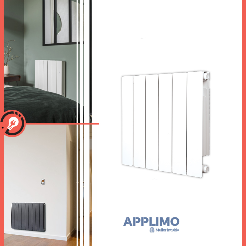 AXINO - Radiateur électrique inertie 1000W fluide blanc satiné